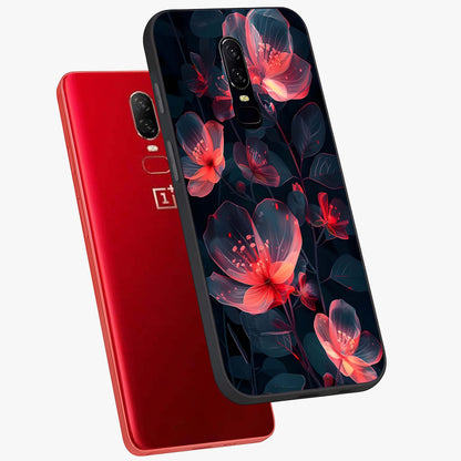 Dark Shade of Flower Glass Case displayed in angled mockup highlighting moody floral illustration with aesthetic dark tones.