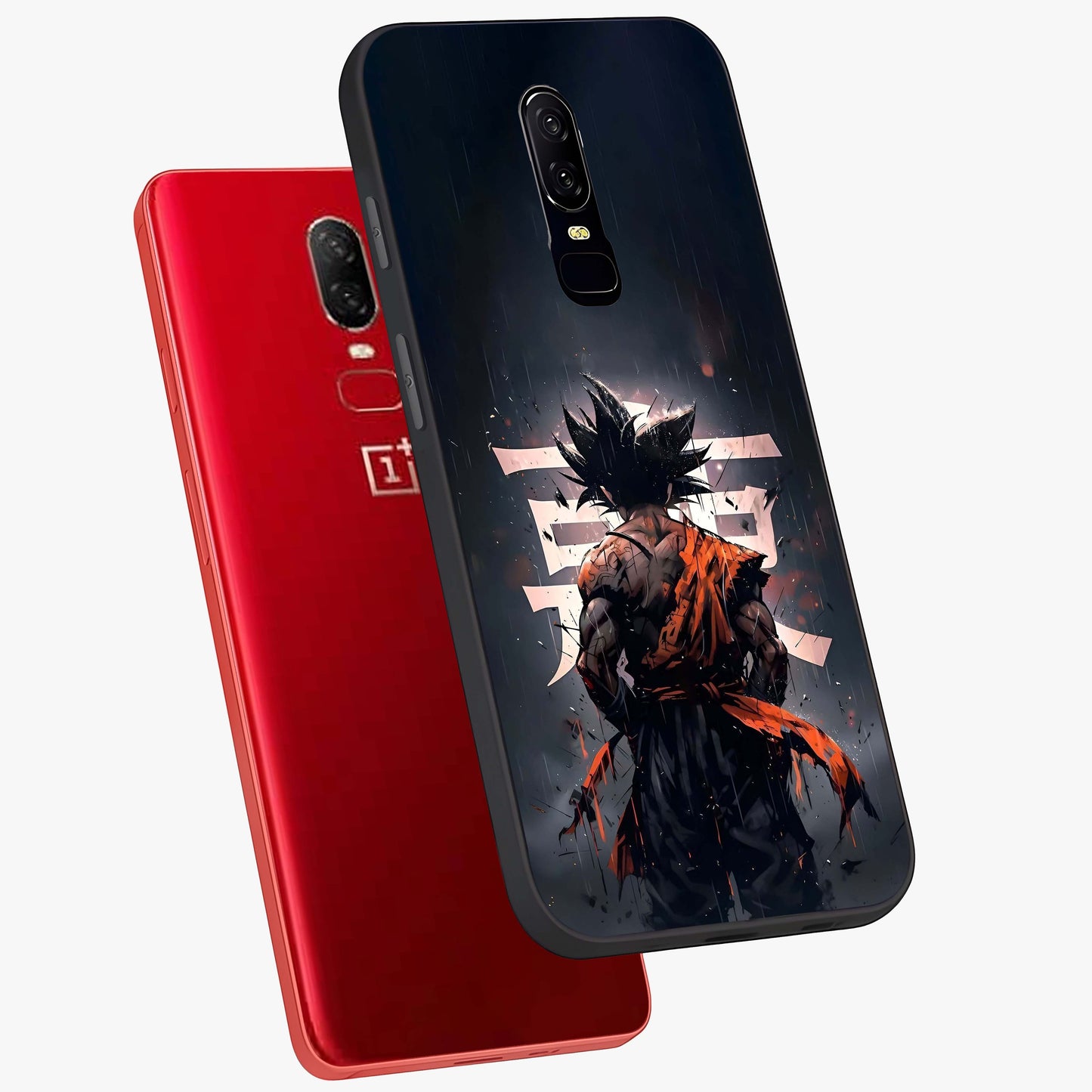 Dark Warrior In Rain Glass Case displayed in angled mockup highlighting dramatic warrior illustration with dark rain aesthetic.