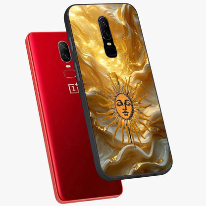 Eternal Golden Glow Glass Case displayed in angled mockup highlighting glowing golden aesthetic design with elegant style.