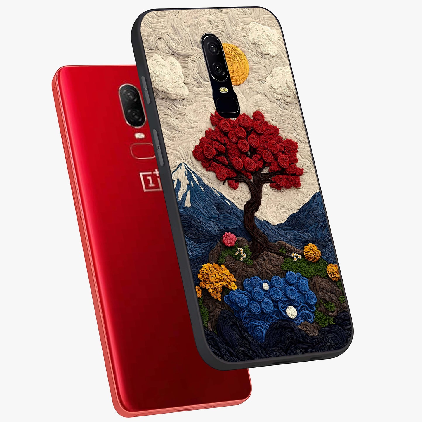 Eternal Nature Tapestry Glass Case displayed in angled mockup highlighting detailed botanical pattern with artistic aesthetic.