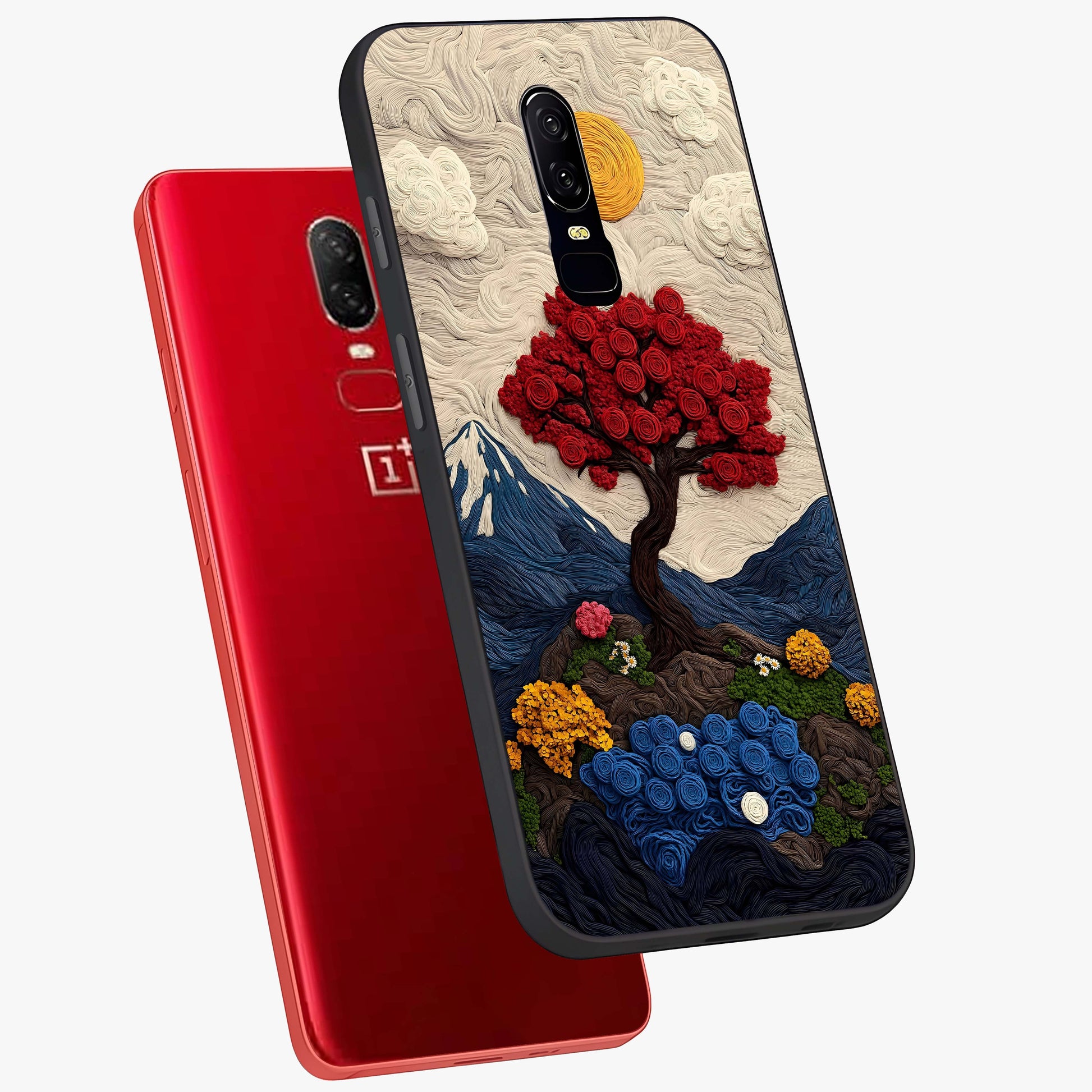 Eternal Nature Tapestry Glass Case displayed in angled mockup highlighting detailed botanical pattern with artistic aesthetic.