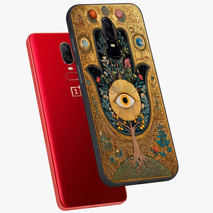 Ethereal Evil Eye Glass Case displayed in angled mockup highlighting protective evil eye symbol with spiritual aesthetic design.
