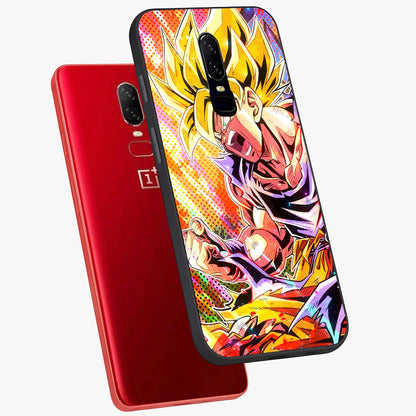 Firing Goku Glass Case displayed in angled mockup highlighting dynamic anime character design with action aesthetic.