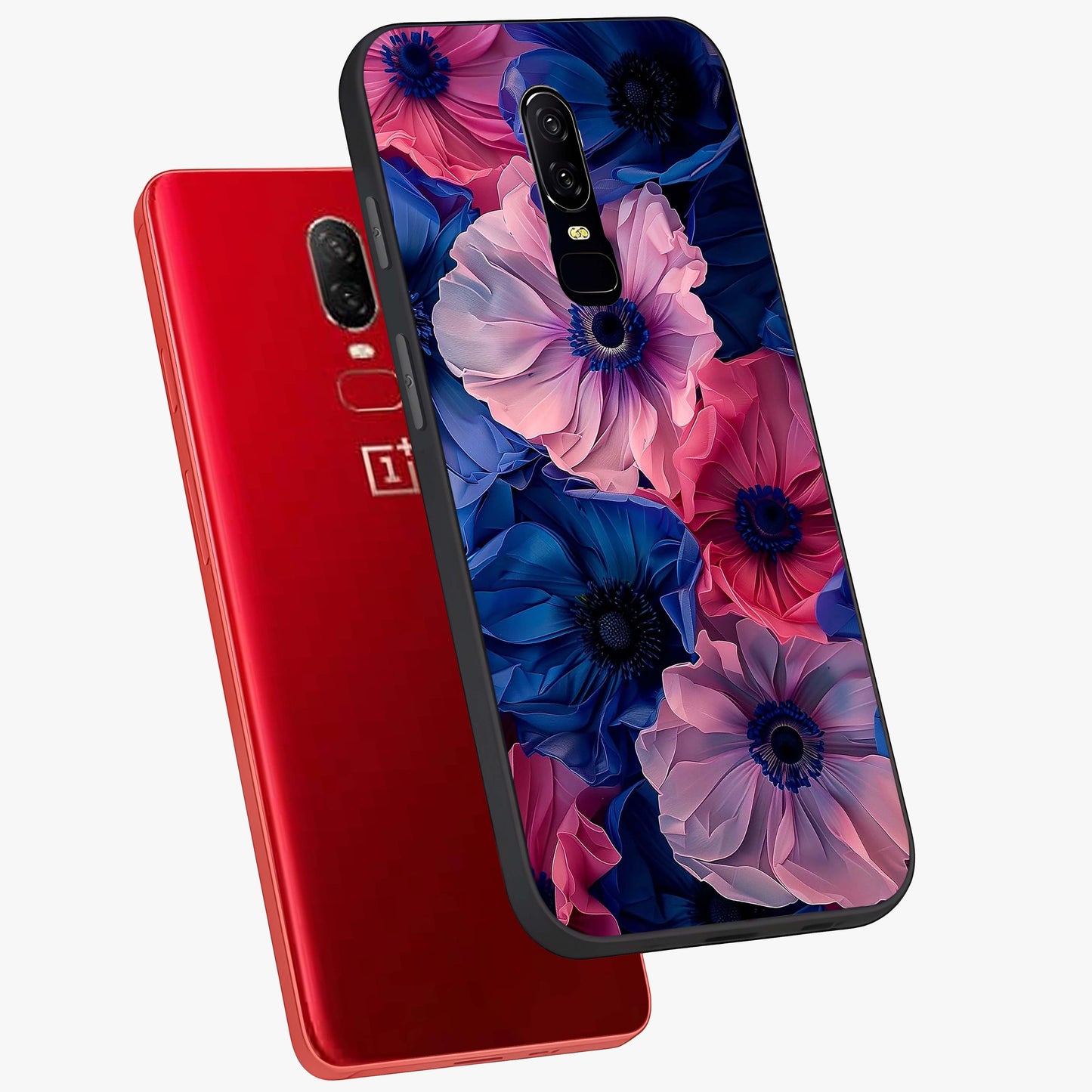 Flower Paper Art Pattern Glass Case displayed in angled mockup highlighting layered paper flower design with artistic aesthetic.