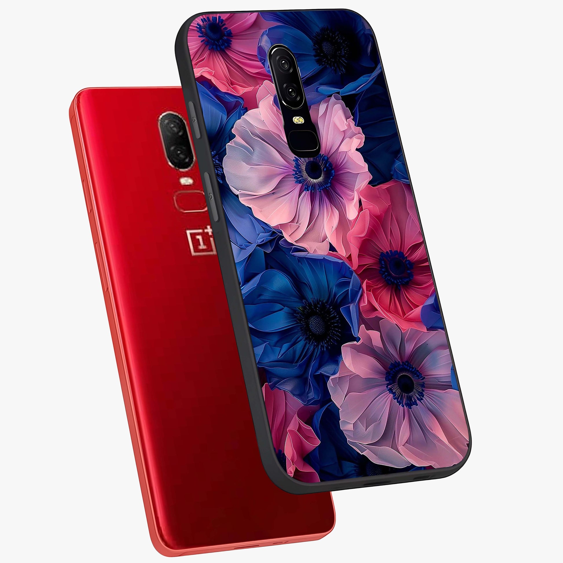 Flower Paper Art Pattern Glass Case displayed in angled mockup highlighting layered paper flower design with artistic aesthetic.