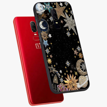 Galactic Jewel Stars Glass Case displayed in angled mockup highlighting shining celestial star design with cosmic aesthetic style.