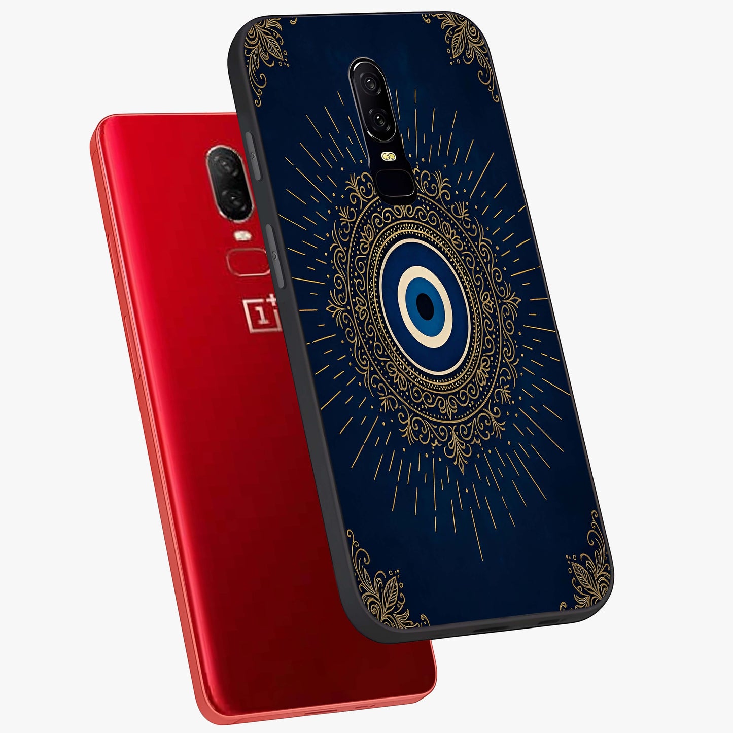 Golden Celestial Charm Glass Case displayed in angled mockup highlighting sparkling cosmic charm design with celestial aesthetic.