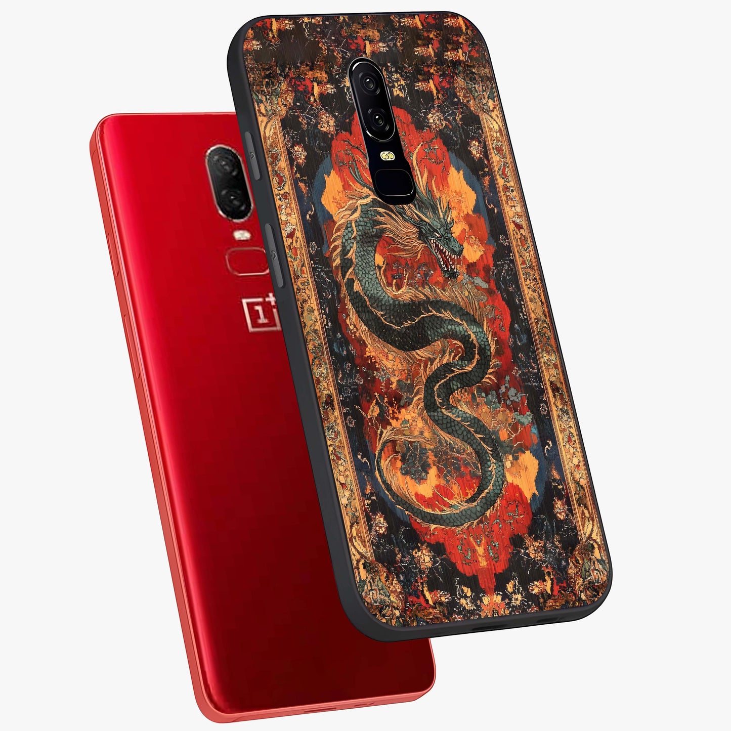 Inferno Dragon Soul Glass Case displayed in angled mockup highlighting powerful dragon illustration with inferno aesthetic.
