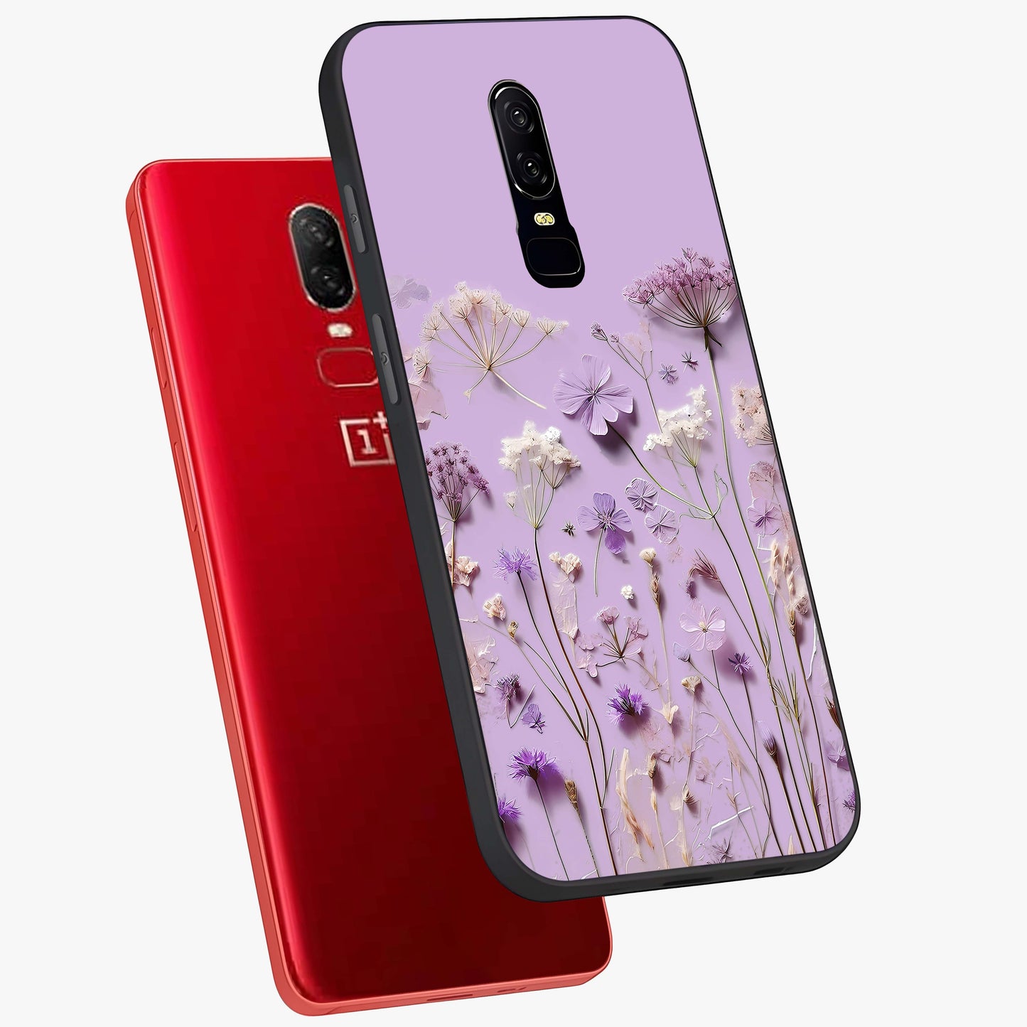 Lavender Blossom Dream Glass Case displayed in angled mockup highlighting dreamy lavender flower design with calming aesthetic style.