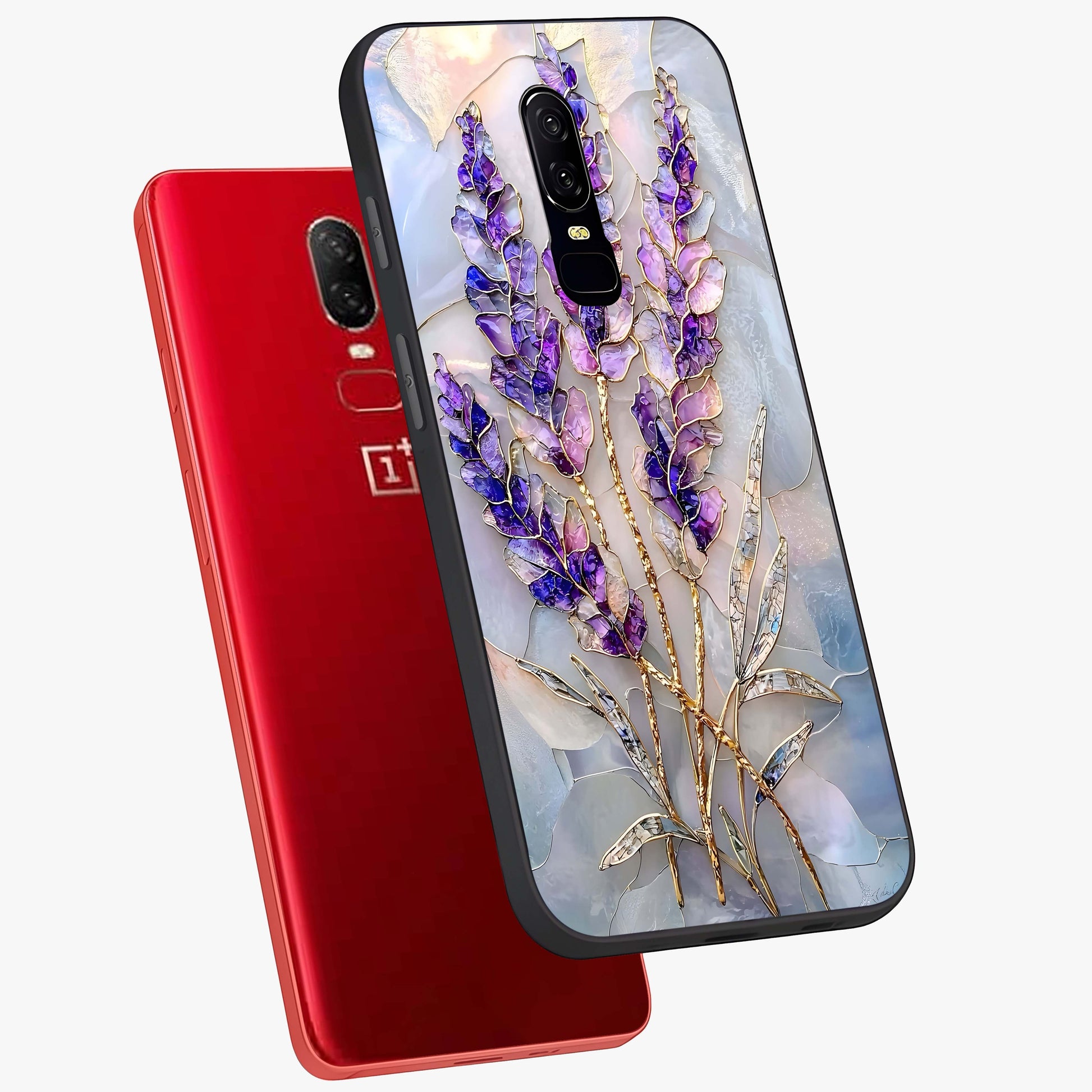 Lavender Dream Glow Glass Case displayed in angled mockup highlighting dreamy purple glow design with soft artistic style.