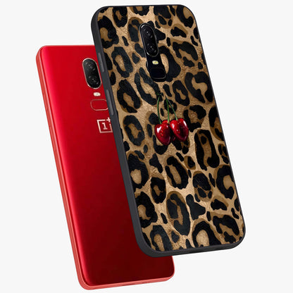 Leopard Wild Cherry Glass Case displayed in angled mockup highlighting bold animal print design with playful cherry aesthetic.