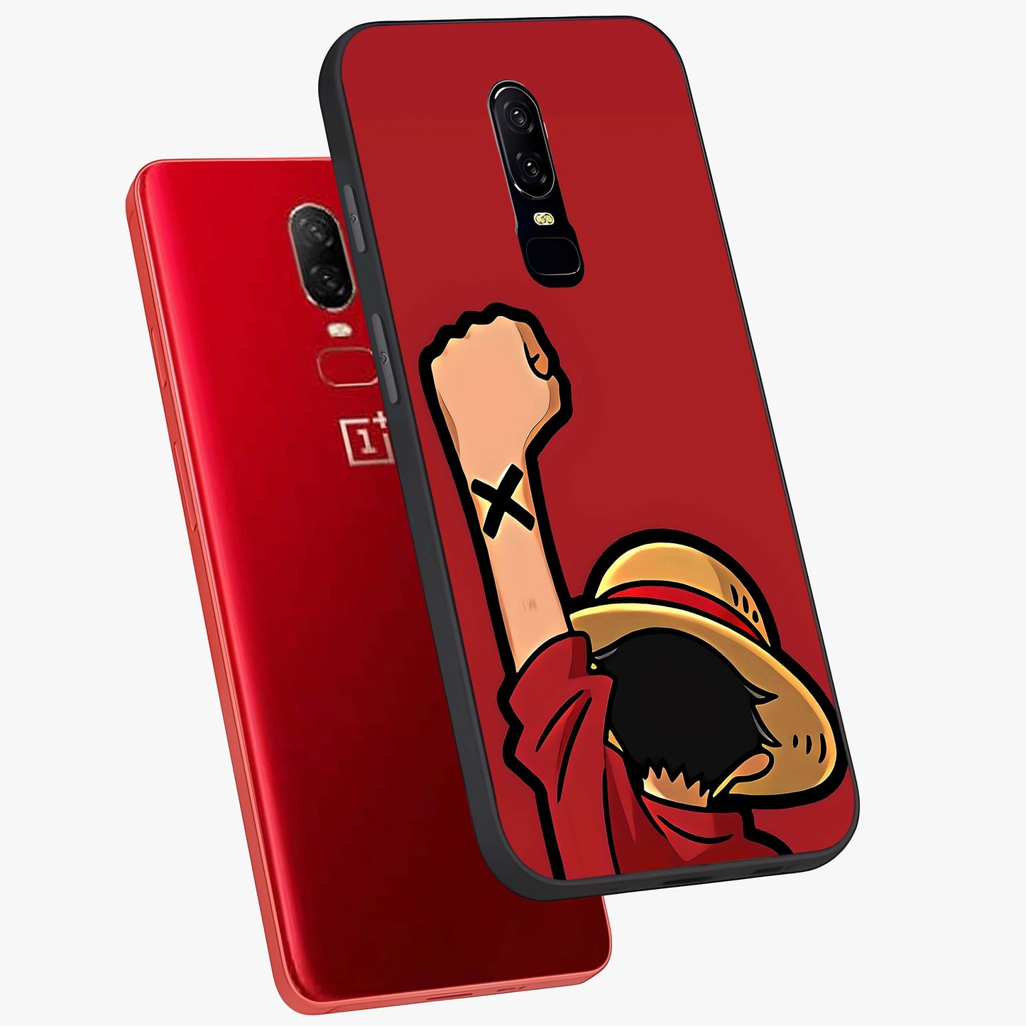 Luffy X Spirit Glass Case displayed in angled mockup highlighting powerful anime design with energetic action aesthetic.