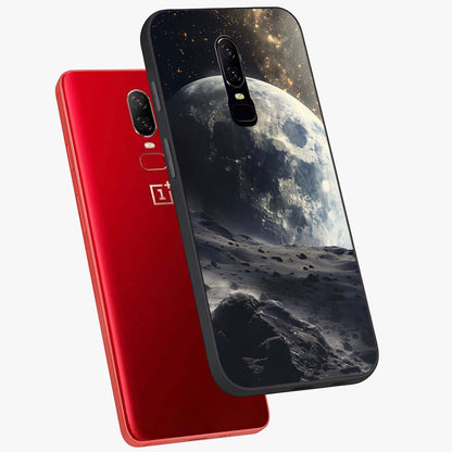 Lunar Horizon Glow Glass Case displayed in angled mockup highlighting celestial moon design with dreamy night aesthetic.