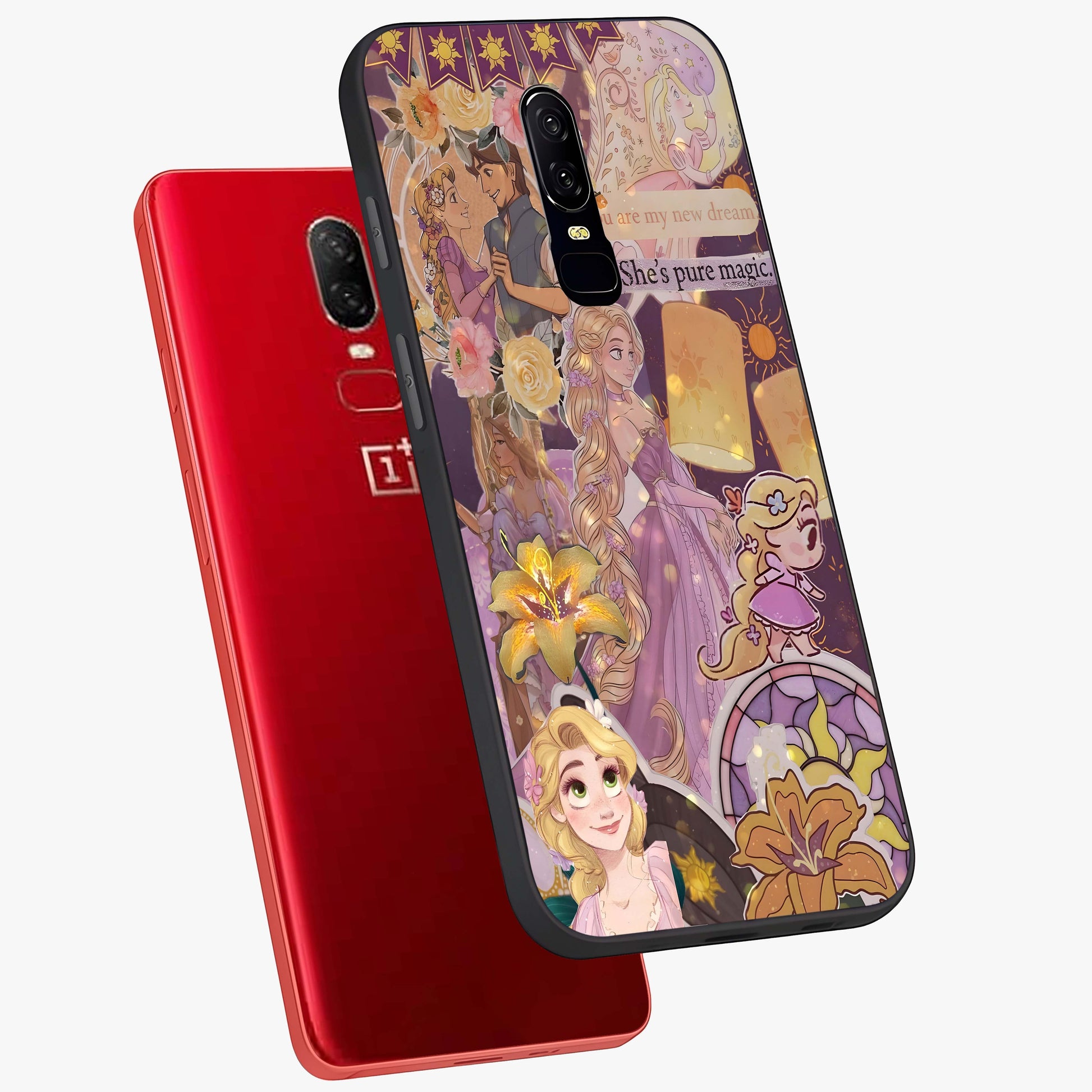 Magical Tangled Dream Glass Case displayed in angled mockup highlighting whimsical fantasy design with magical aesthetic.