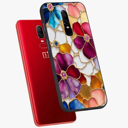 Marble Flower Pattern Glass Case displayed in angled mockup highlighting elegant marble floral design with modern aesthetic.