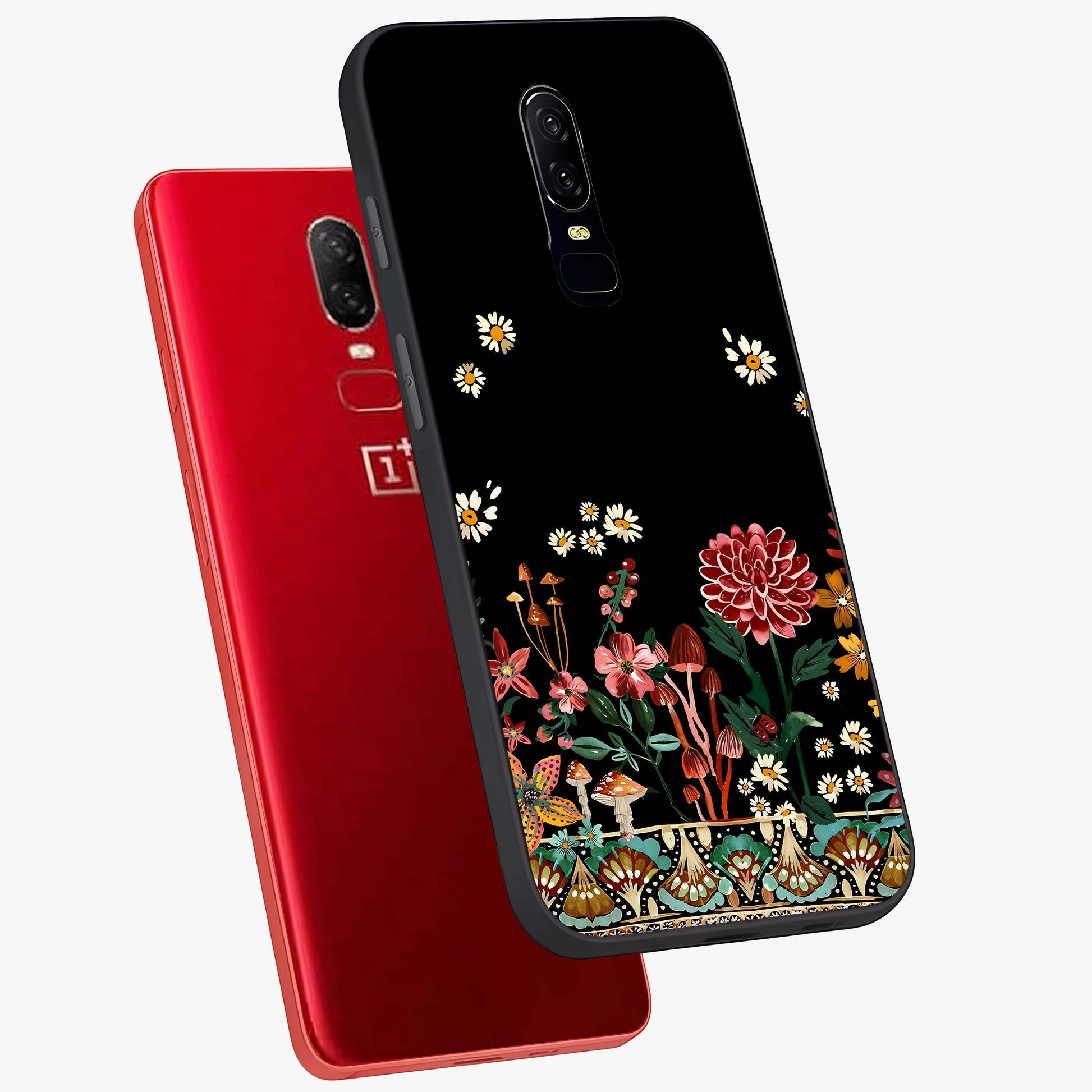 Midnight Bloom Pattern Glass Case displayed in angled mockup highlighting elegant flower design with midnight aesthetic style.