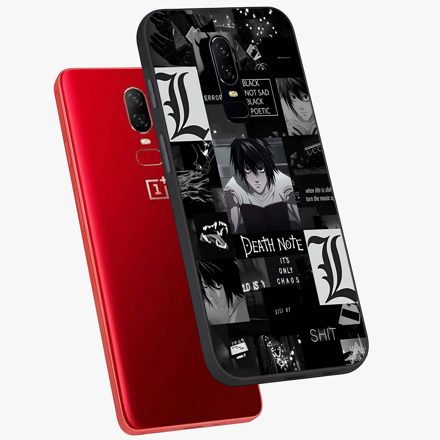 Midnight Chaos Mind Glass Case displayed in angled mockup highlighting chaotic artistic design with dramatic midnight aesthetic.