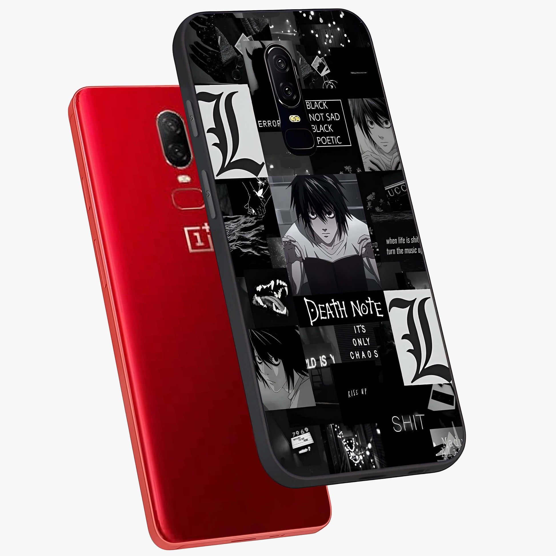 Midnight Chaos Mind Glass Case displayed in angled mockup highlighting chaotic artistic design with dramatic midnight aesthetic.