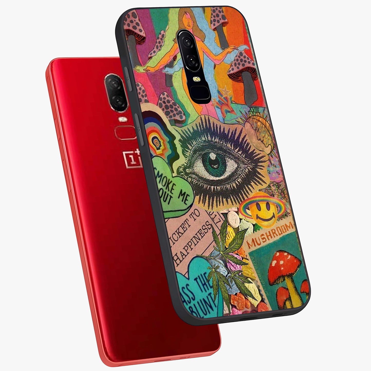 Mystic Eye Wonderland Glass Case displayed in angled mockup highlighting magical eye illustration with dreamy aesthetic.