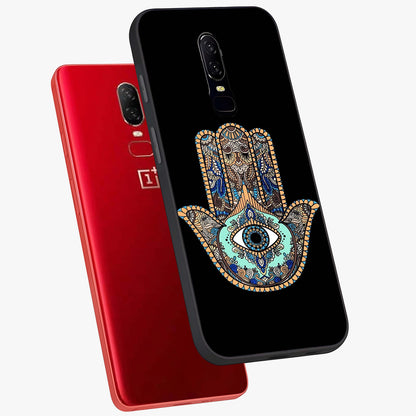 Mystic Hamsa Eye Glass Case displayed in angled mockup highlighting spiritual hamsa symbol with mystical aesthetic style.
