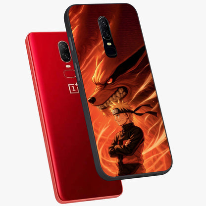 Nine Tails Legacy Glass Case displayed in angled mockup highlighting dynamic anime beast illustration with bold mystical aesthetic.