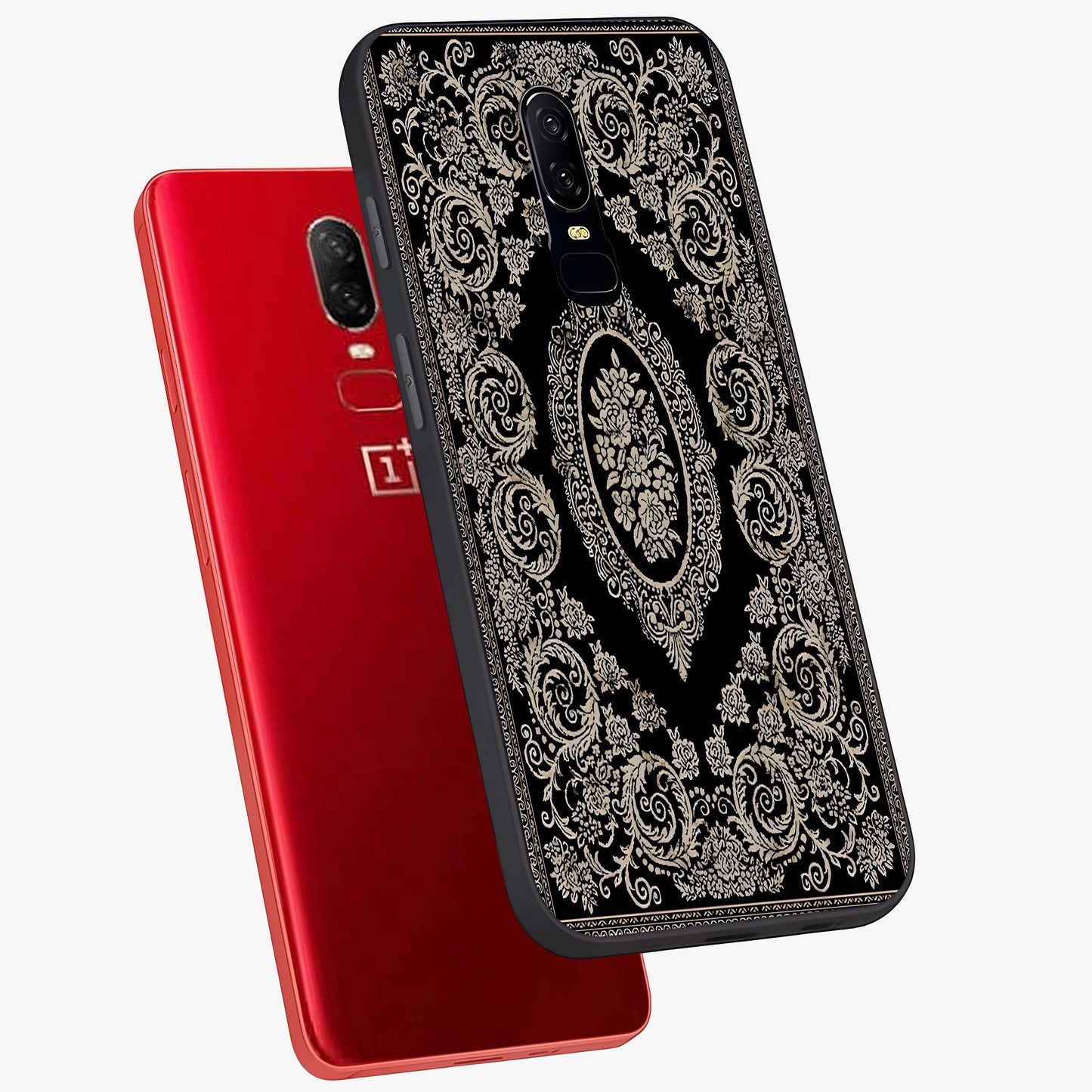 Noir Bloom Elegance Glass Case displayed in angled mockup highlighting refined flower design with stylish noir aesthetic.