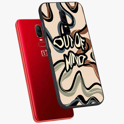 Out Of Mind Glass Case displayed in angled mockup highlighting bold statement design with modern artistic aesthetic.