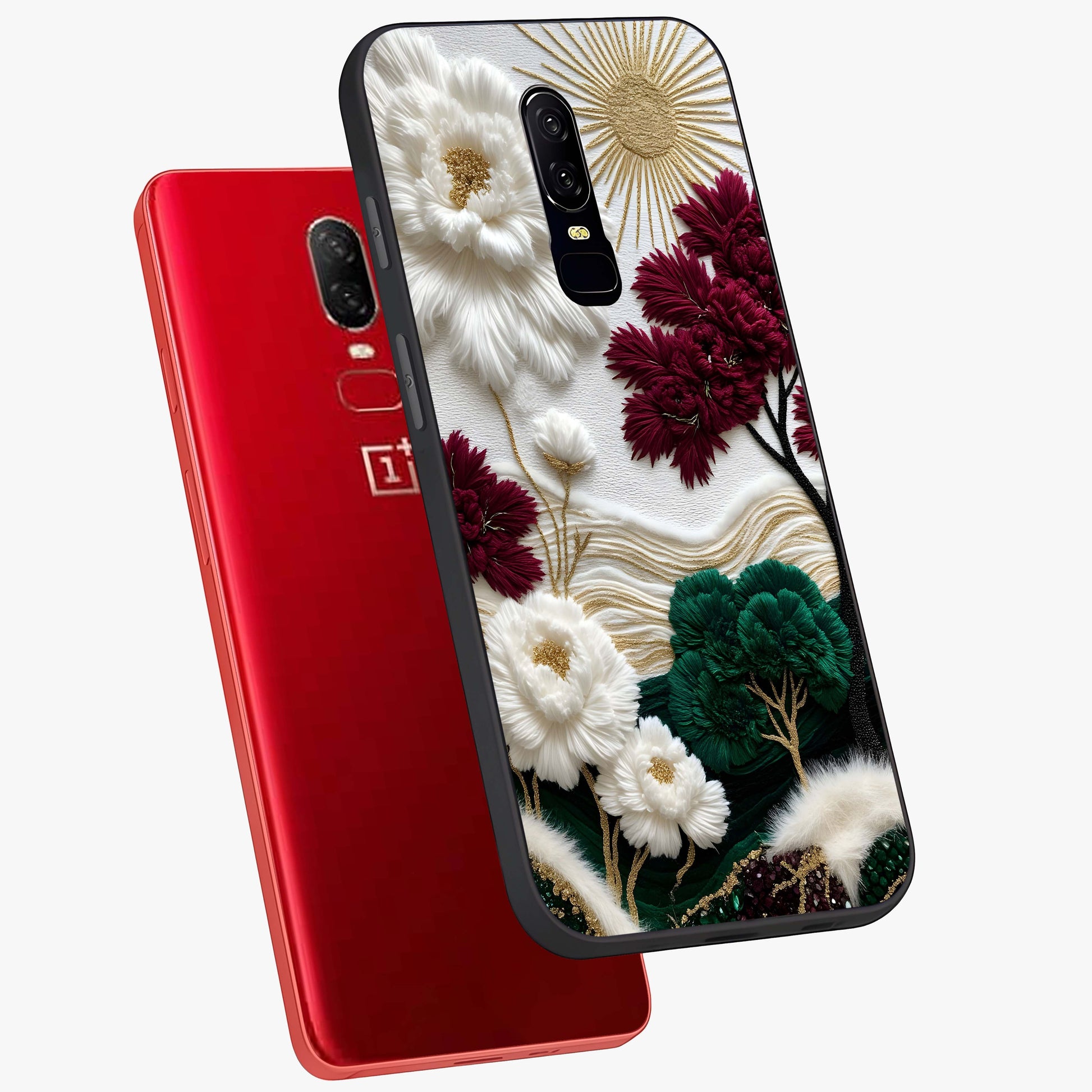 Radiant Bloom Elegance Glass Case displayed in angled mockup highlighting graceful floral design with radiant aesthetic style.