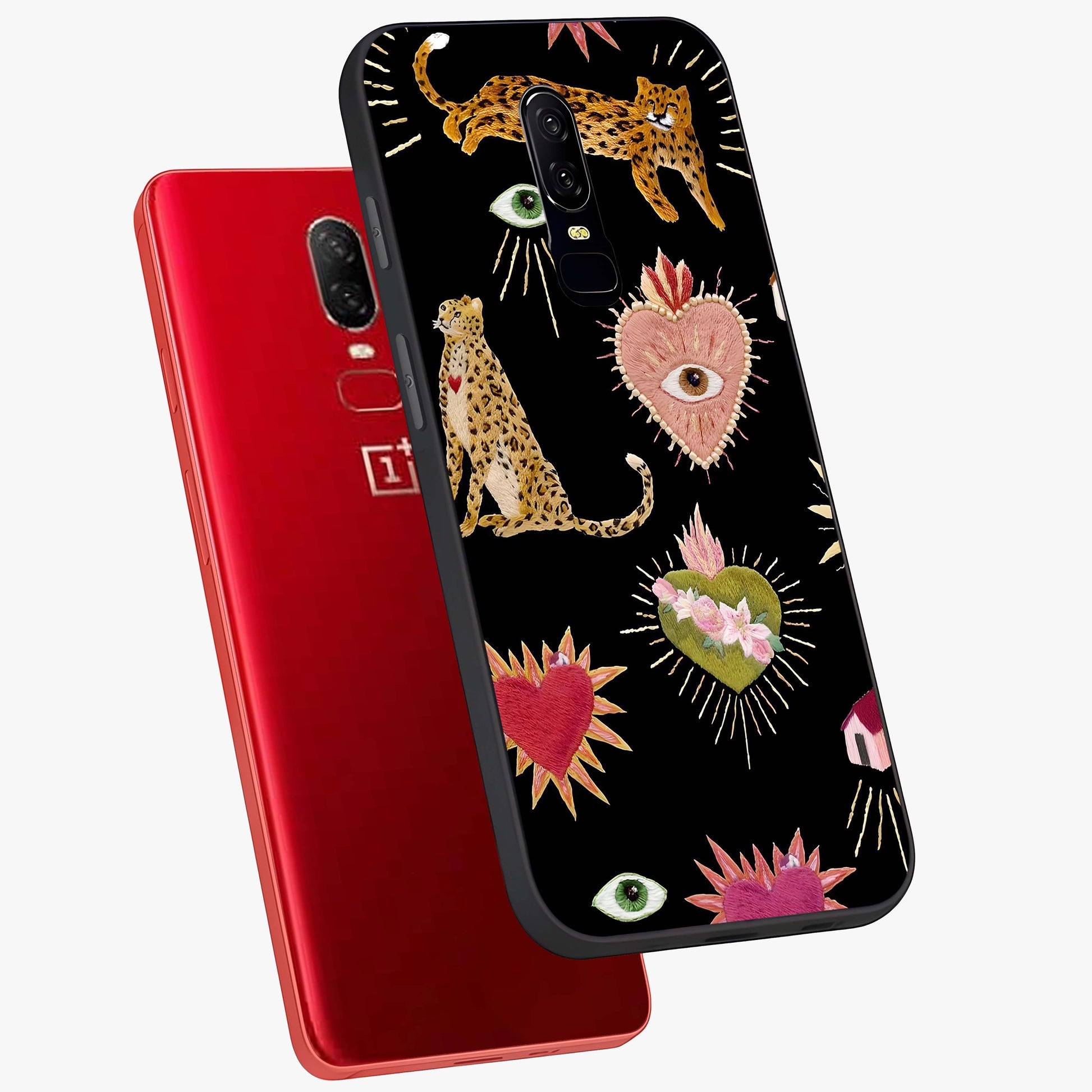 Sacred Jungle Heart Glass Case displayed in angled mockup highlighting lush tropical design with natural aesthetic style.