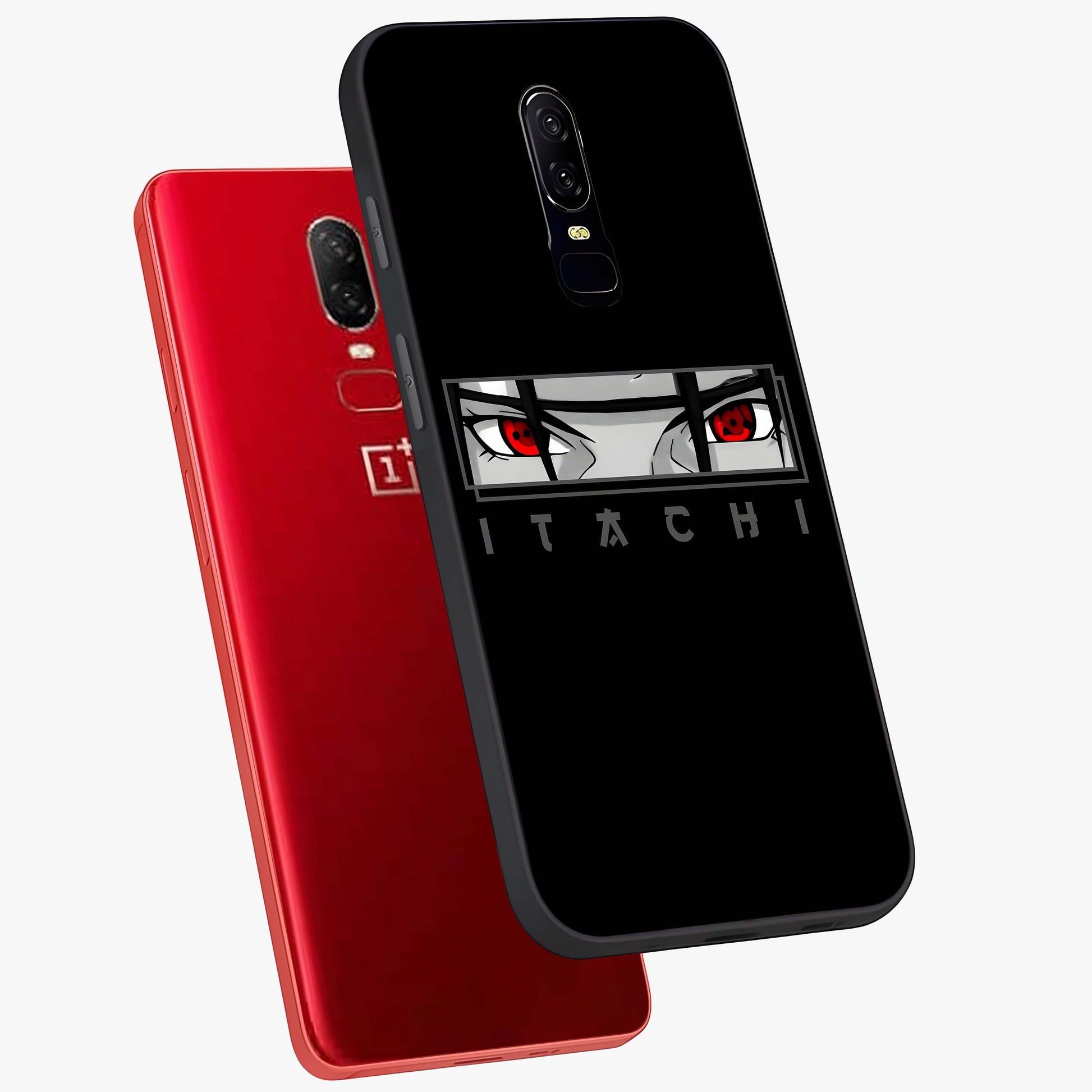 Scarlet Gaze Dominance Glass Case displayed in angled mockup highlighting intense visual design with bold scarlet aesthetic.