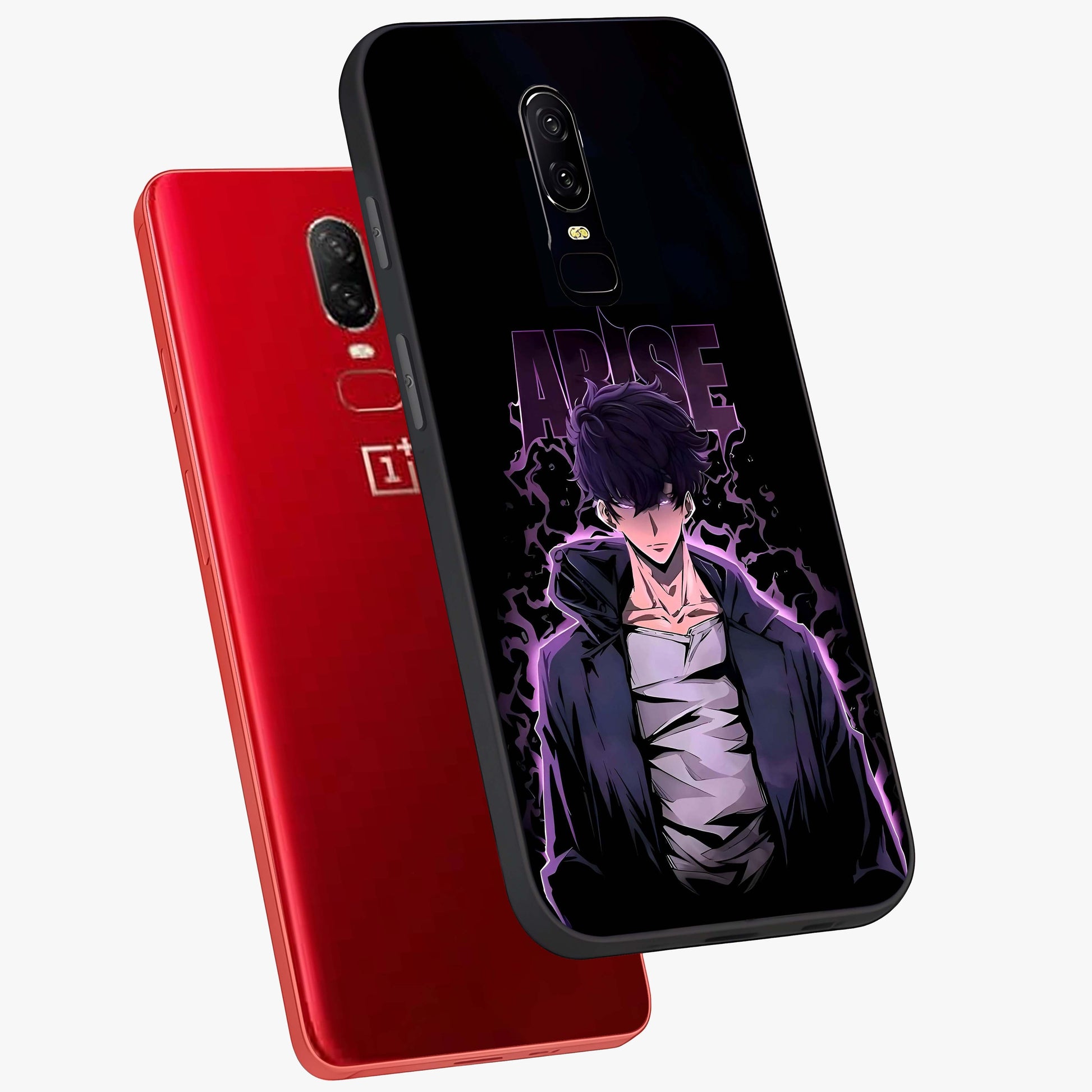 Shadow Monarch Awakening Glass Case displayed in angled mockup highlighting dramatic shadow warrior design with fantasy aesthetic.