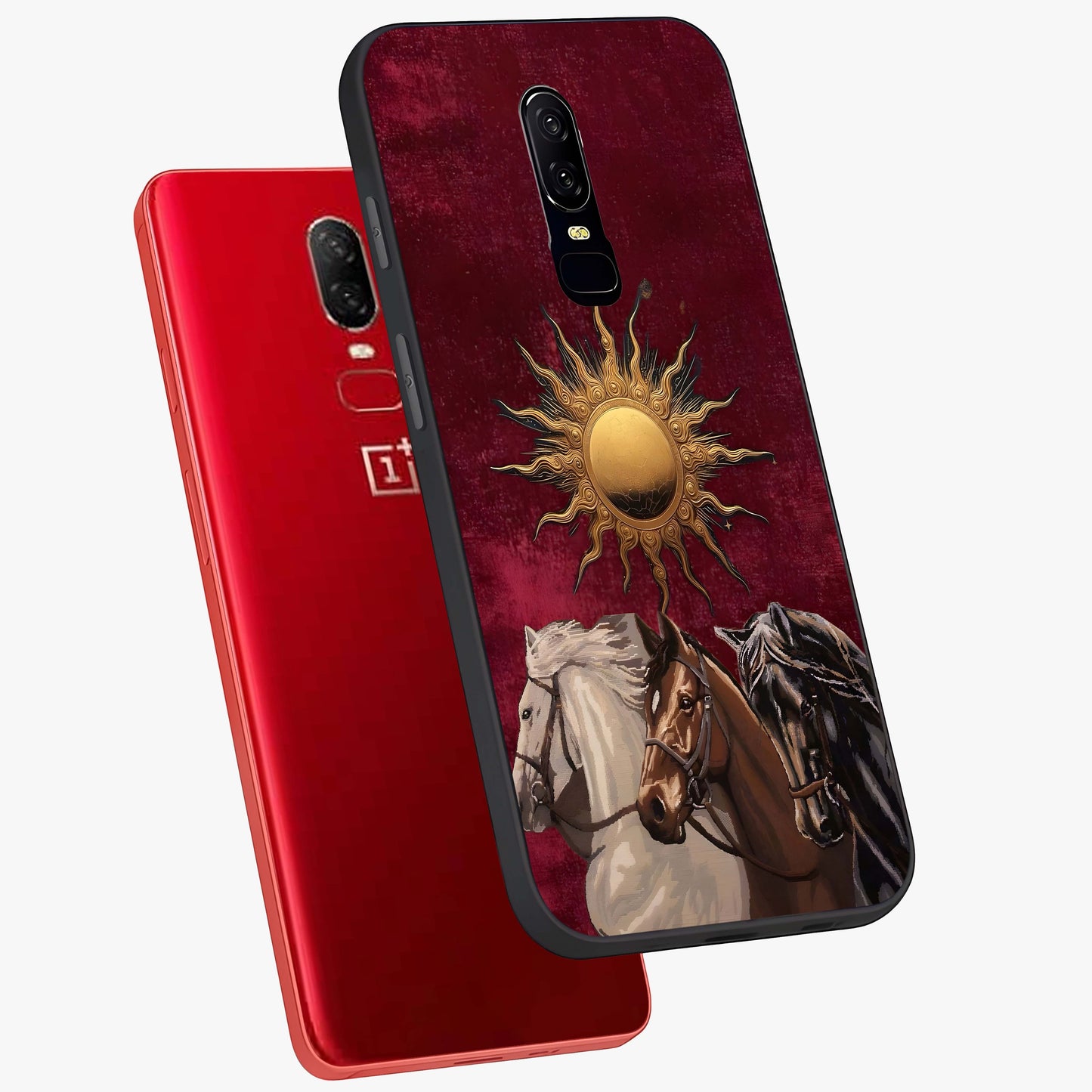 Solar Riders Glass Case displayed in angled mockup highlighting powerful rider illustration with radiant solar aesthetic.