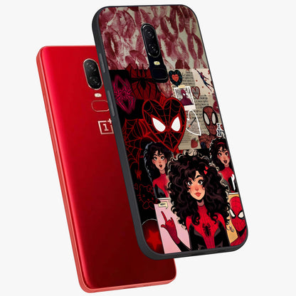 Spider Love Story Glass Case displayed in angled mockup highlighting expressive comic inspired design with playful aesthetic.