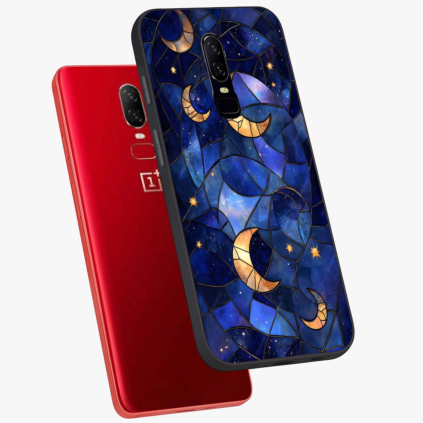 Starlit Sky Tapestry Glass Case displayed in angled mockup highlighting celestial night pattern with artistic aesthetic style.