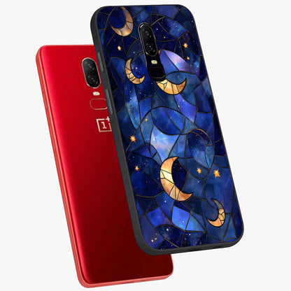 Starlit Sky Tapestry Glass Case displayed in angled mockup highlighting celestial night pattern with artistic aesthetic style.