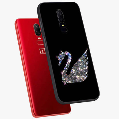 Starlit Swan Grace Glass Case displayed in angled mockup highlighting elegant swan illustration with dreamy celestial aesthetic.