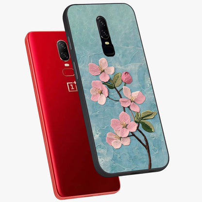 Threaded Blossom Breeze Glass Case displayed in angled mockup highlighting elegant floral design with soft aesthetic style.