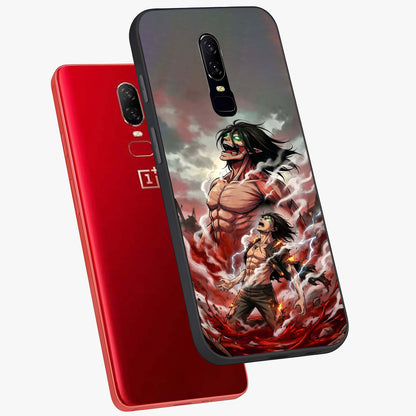 Titan Awakening Fury Glass Case displayed in angled mockup highlighting dramatic giant warrior design with bold anime aesthetic.