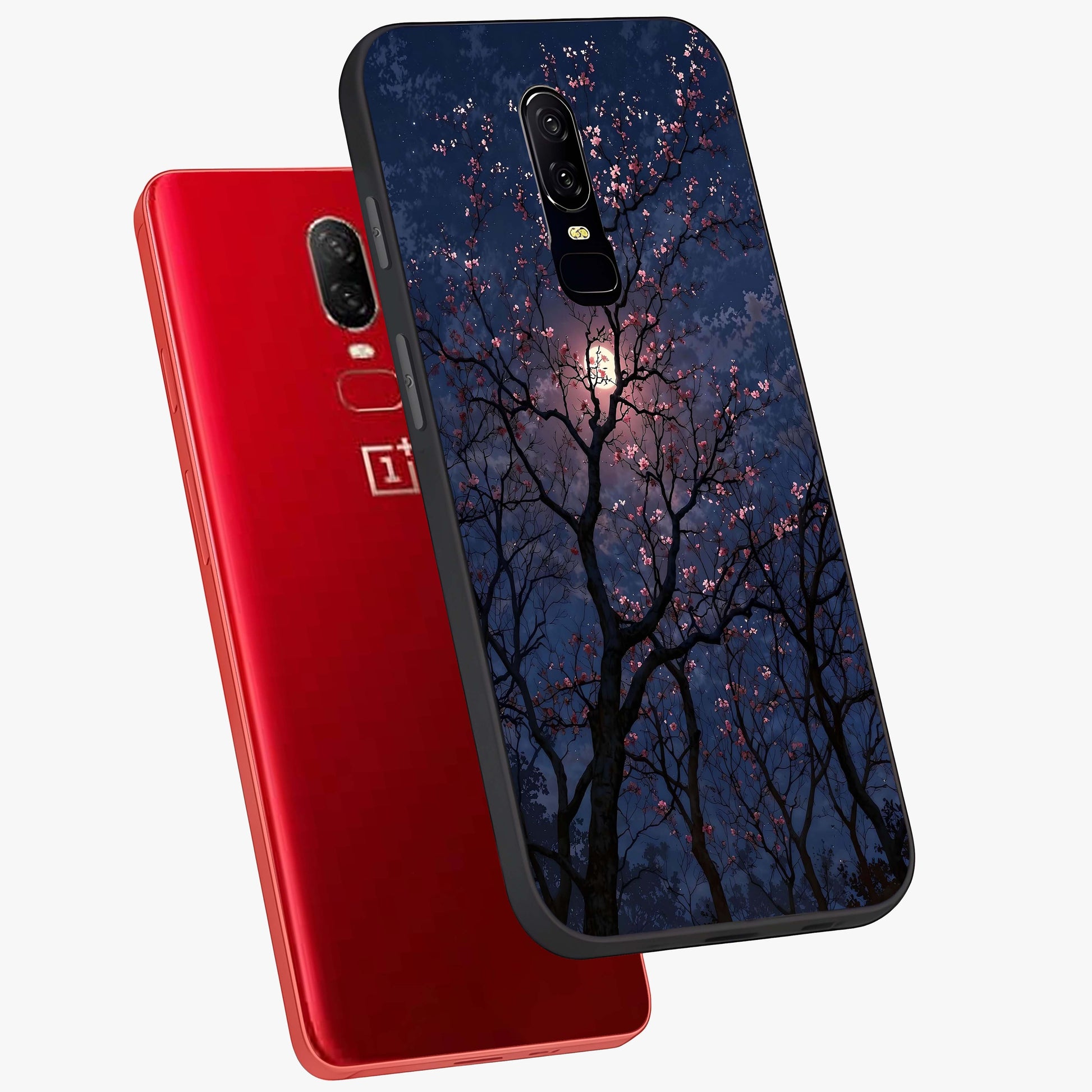 Twilight Sakura Serenade Glass Case displayed in angled mockup highlighting delicate sakura flower design with dreamy aesthetic.