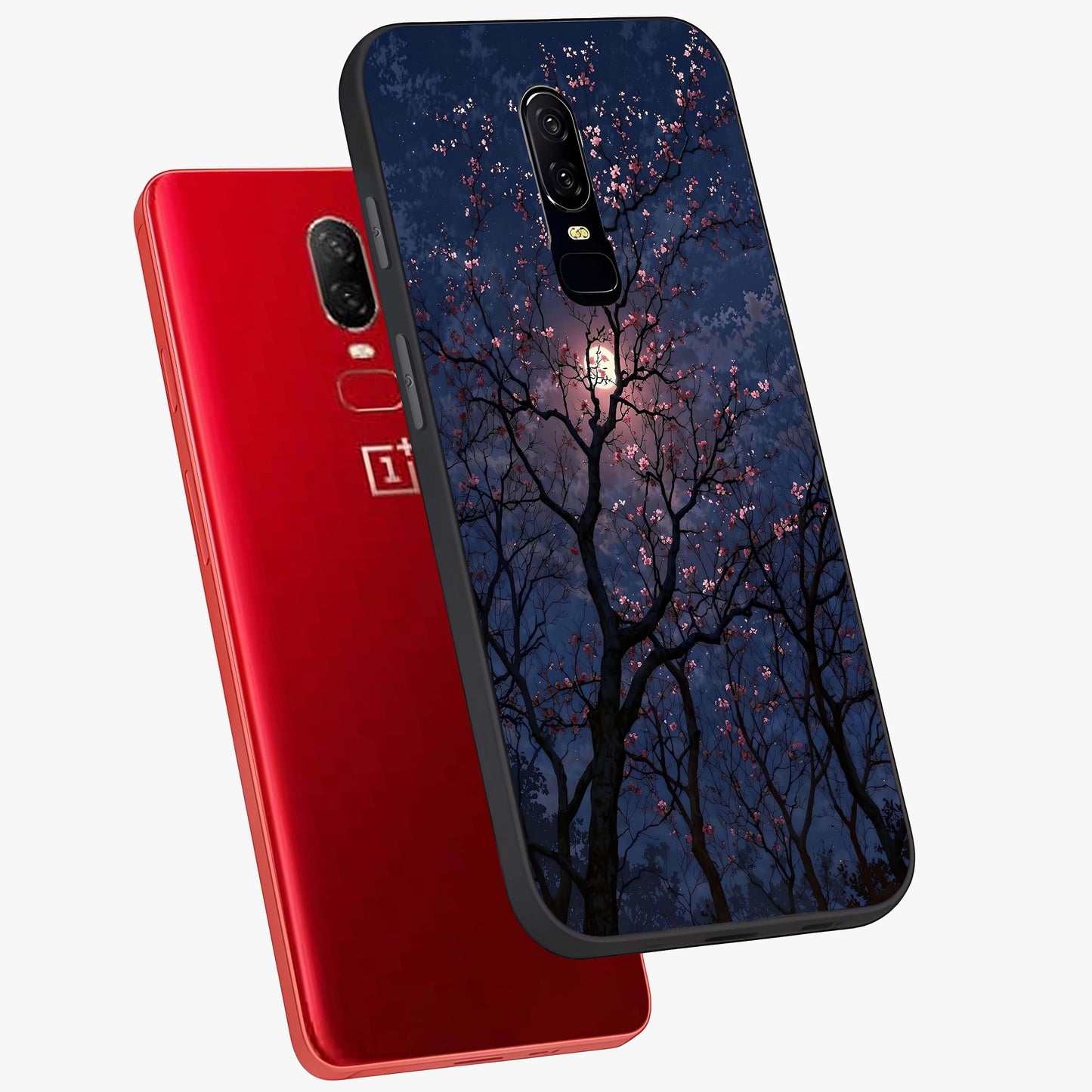 Twilight Sakura Serenade Glass Case displayed in angled mockup highlighting delicate sakura flower design with dreamy aesthetic.
