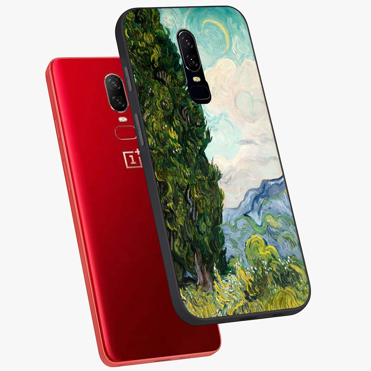 Van Gogh Vintage Art Glass Case displayed in angled mockup highlighting textured brushstroke design with classic aesthetic.