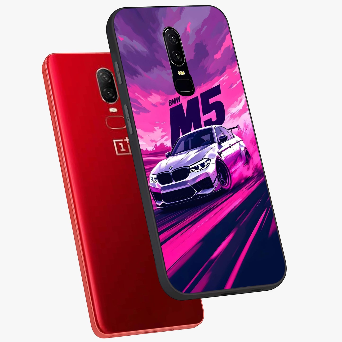 Velocity Drift Pulse Glass Case displayed in angled mockup highlighting dynamic drift design with sporty automotive aesthetic.