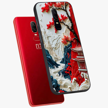 Whispers Of Sakura Waves Glass Case displayed in angled mockup highlighting flowing sakura design with soft floral aesthetic.