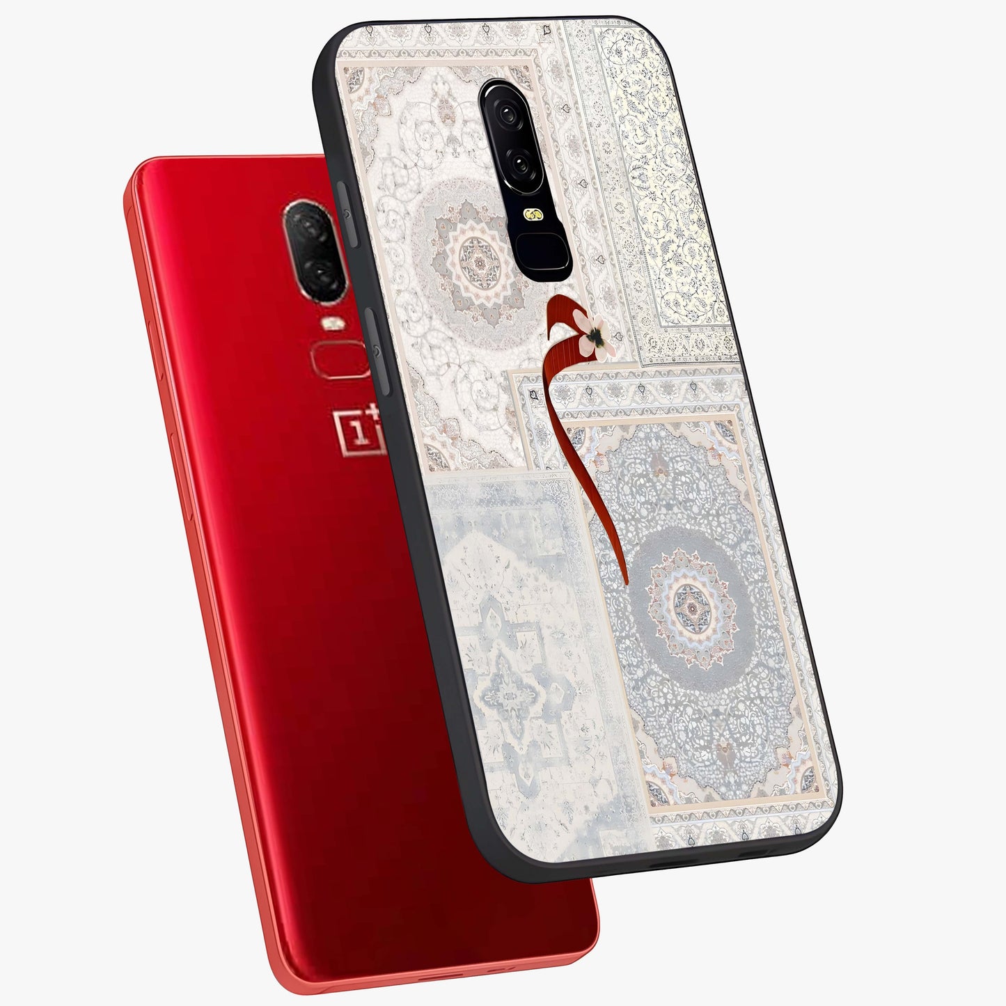 White Aesthetic Bow Glass Case displayed in angled mockup highlighting clean bow design with soft aesthetic style.