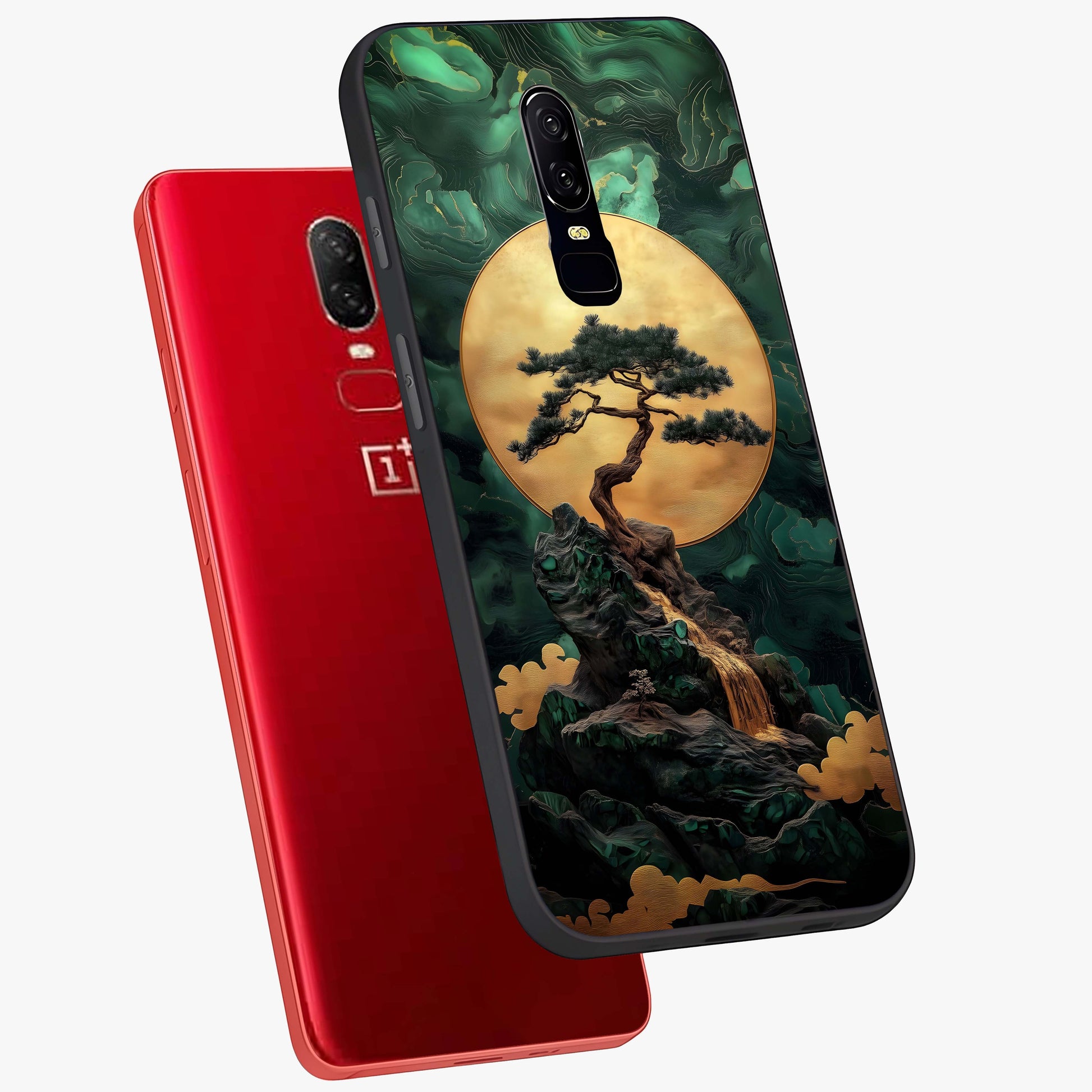 Zen Moon Rise Glass Case displayed in angled mockup highlighting peaceful lunar design with zen aesthetic style.