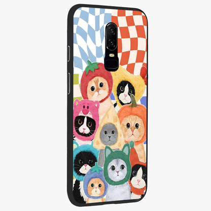Cats in Fruits Glass Case upright view showcasing charming cat artwork with fun fruity theme.
