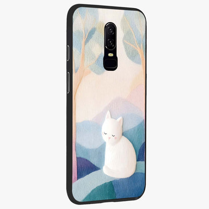 Cotton Dream Cat Glass Case upright view showcasing charming cat artwork with cozy dreamy theme.