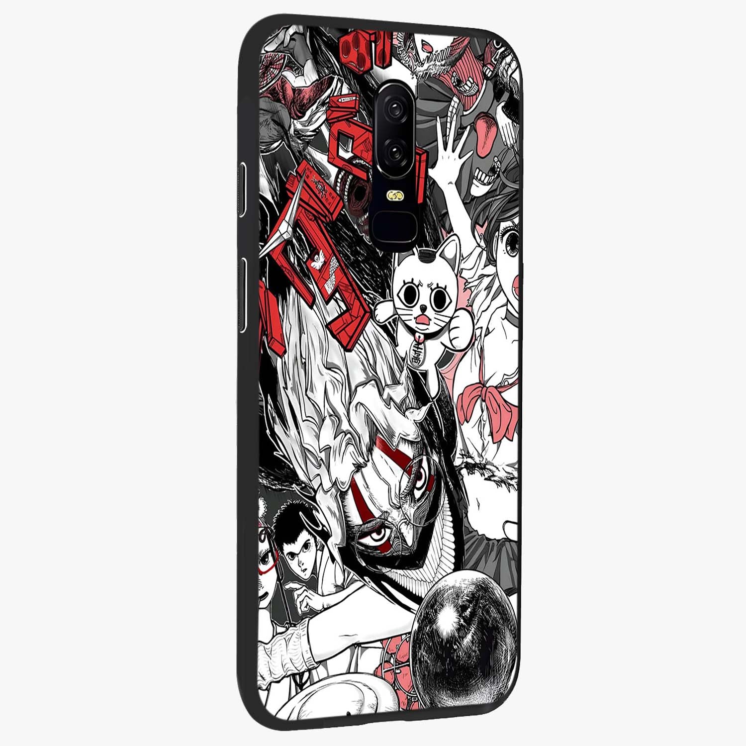 Crimson Chaos Panel Glass Case upright view showcasing intense crimson artwork with dramatic aesthetic style.