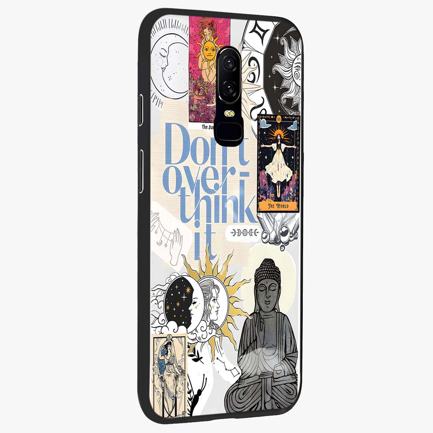 Ethereal Thoughts Glass Case upright view showcasing delicate artistic composition with peaceful dreamy theme.
