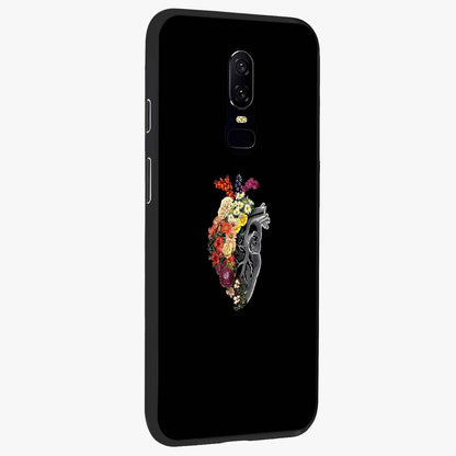 Heart With Flowers Glass Case upright view showcasing decorative heart and floral artwork with sweet romantic theme.